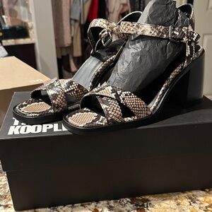 The Kooples Snakeskin Heels - Black and Cream